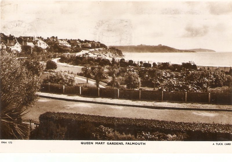 Queen Mary Gardens. Falmouth Tuck Real photograph Postcard