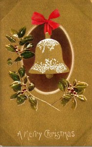 Merry Christmas With Gold Bell