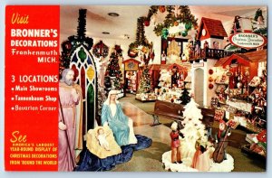 Frankenmuth Michigan MI Postcard Bronner Decorations Christmas Decor 1975 Posted