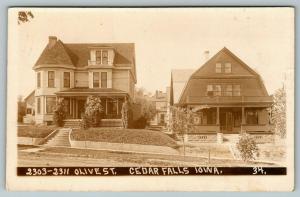Cedar Falls Iowa~2303-2311 Olive Street~Houses Across Where We Room~1912 RPPC 