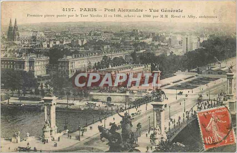 Old Postcard PARIS PONT-General Alexander View