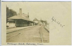 Uxbridge MA Railroad Train Station RPPC Postcard