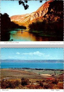 2~4X6 Postcards  UT, Utah  US HIGHWAY 89 ~ LOGAN CANYON~Fishing & BEAR LAKE VIEW