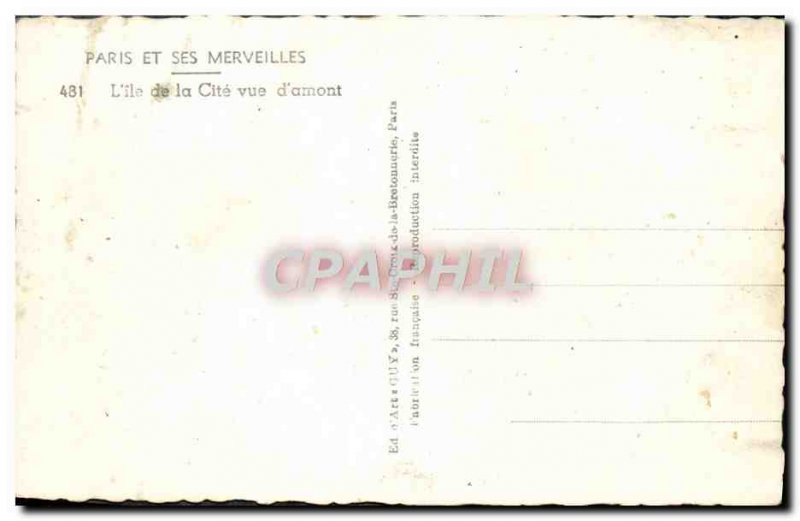 Modern Postcard Paris L & # 39Ile of Cite view & # 39amont