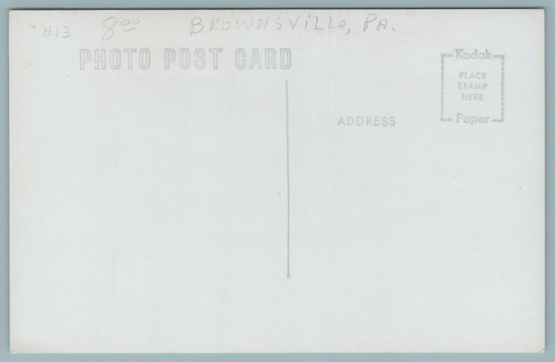 Brownsville Pennsylvania~Post Office~Front Door Open for Stylish Woman~1950 RPPC