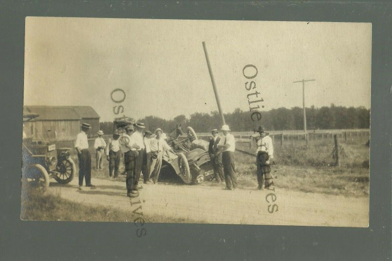 Colby WISCONSIN RPPC c1910 CAR ACCIDENT Roll Over nr Abbotsford Spencer Owen 