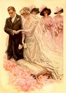 The Wedding - Artist Signed: Harrison Fisher (Bottom of card is cut off)