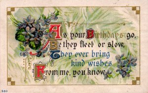 Happy Birthday - Kind Wishes for your Birthday - Embossed - in 1915