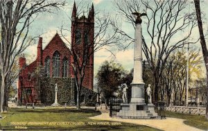 NEW HAVEN, CT Connecticut  BROADWAY CIVIL WAR MONUMENT & CHURCH c1910's Postcard