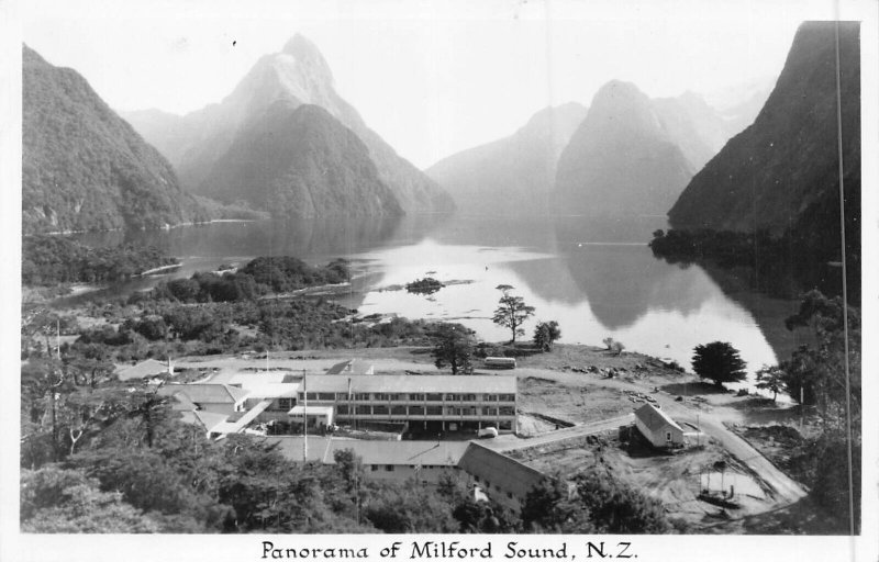 MILFORD SOUND NEW ZEALAND-PANORAMA~1960s PHOTO POSTCARD*
