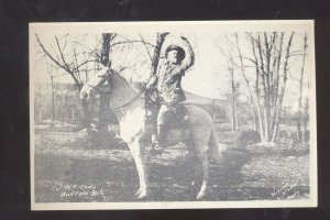 COLONEL W.F. CODY BUFFALO BILL ON HIS HORSE VINTAGE POSTCARD