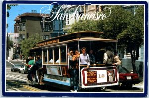 Postcard - Once of the city's famous cable cars - San Francisco, California