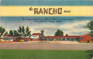 Nevada Reno The Rancho Motel roadside Colorpicture linen Postcard 22-8204