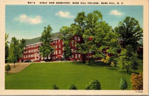 Vtg North Carolina NC Mars Hills College Girls Dormitory 1930s Linen Postcard