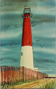 Barnegat Lighthouse, NJ, Artist Mabel Burr Vintage Postcard E76