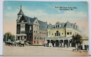 Old Orchard Maine Post Office and Town Hall c1920 Campaign Cars? Postcard K7