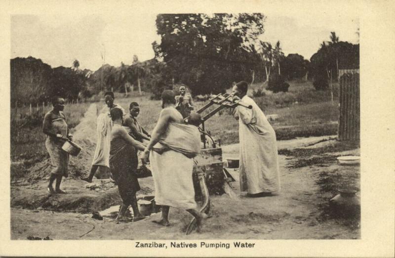 tanzania ZANZIBAR Natives Pumping Water 1920s Postcard