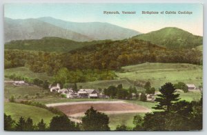 Plymouth Vermont~Birdseye Village~Farm~Calvin Coolidge Birthplace~1930 Handcolor