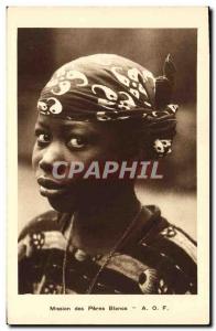 Postcard Old Negro Black Woman Mission Peres Blancs AOF