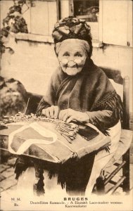 Bruges Belgium Flemish Lace Maker Maison Muyle Advertisement Vintage Postcard