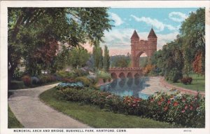 Memorial Arch And Bridge Bushnell Park Hartford Conncecuit 1928