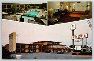 Iv'ry Tower Inn Hopkinsville Kentucky KY Picture Windows Swimming Pool Postcard