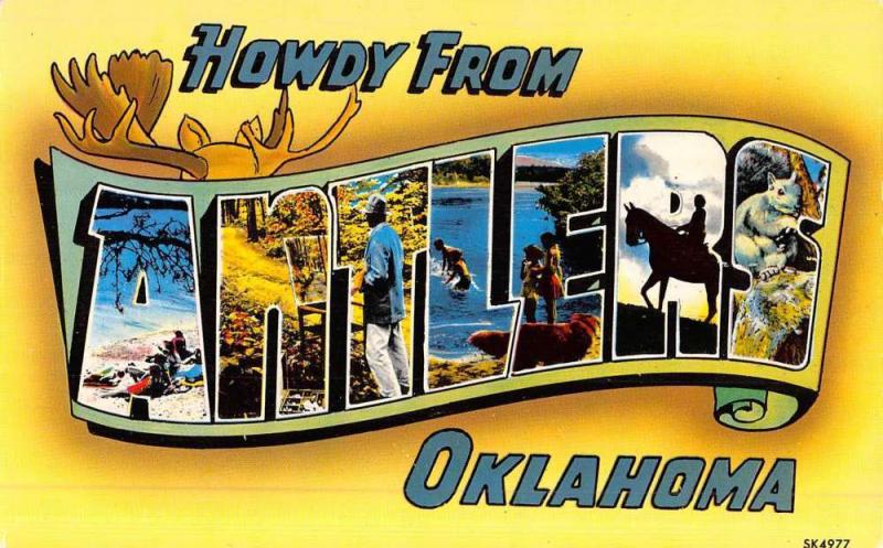 Antlers Oklahoma Large Letter Greeting Vintage Postcard K51241