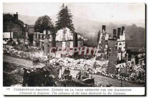 Postcard Old Army Clermont in Argonne Entree City destroyed by the Germans