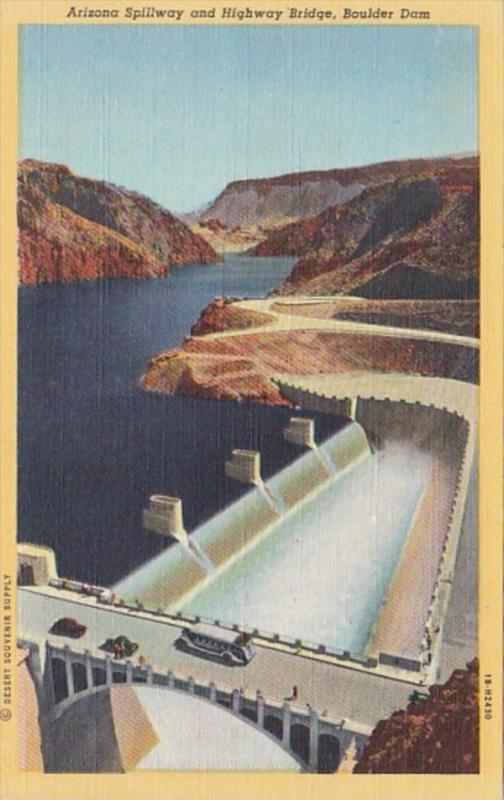 Arizona Boulder Dam Arizona Spillway and Highway Bridge Curteich