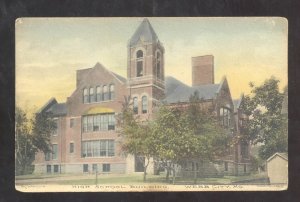 WEBB CITY MISSOURI HIGH SCHOOL BUILDING BC WANGLIN 1908 VINTAGE POSTCARD MO.