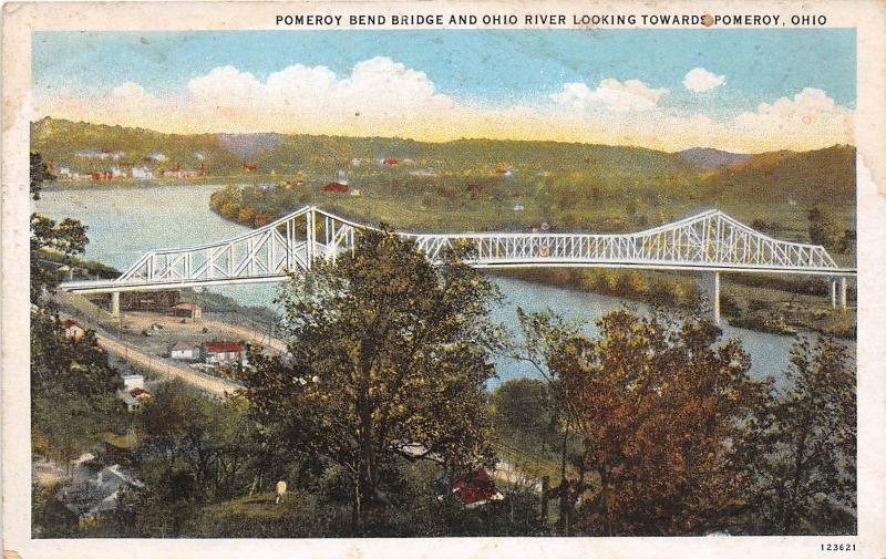 B45/ Pomeroy Ohio Postcard c1910 Pomeroy Bend Bridge Ohio River