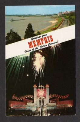 TN Greetings from MEMPHIS TENNESSEE Postcard Fireworks