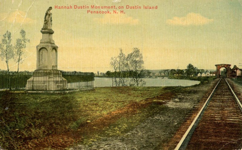 NH - Penacook. Hannah Dustin Monument, Dustin Island (creases)