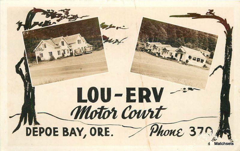 1948 Lou Erv Motor Court Multi View  DEPOE BAY OREGON RPPC postcard 100618