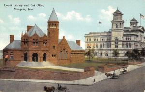 Memphis Tennessee Cossitt Library Post Office Antique Postcard K39931 