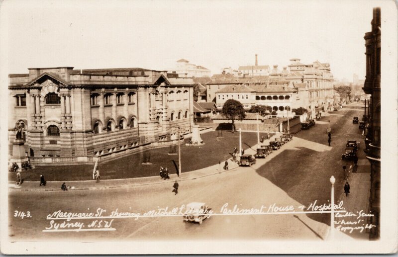 Sydney Australia Macquarie Street Hospital Mitchell Library RPPC Postcard E71