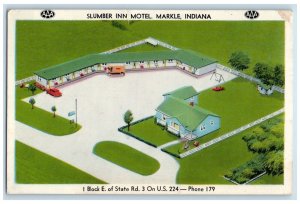 1957 Aerial View Of Slumber Inn Motel Markle Indiana IN Posted Vintage Postcard