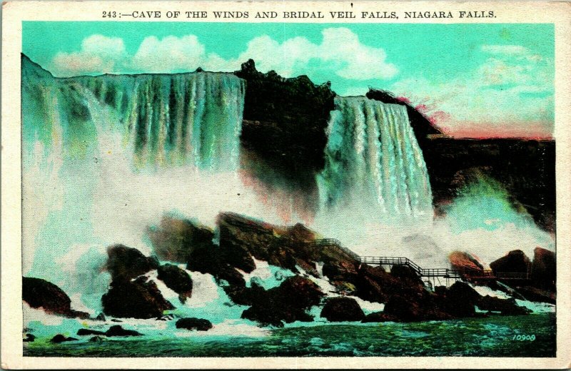 Niagara Cascadas New York Ny Cave De Winds de Novia Veil 1920s Vtg Postal Unp