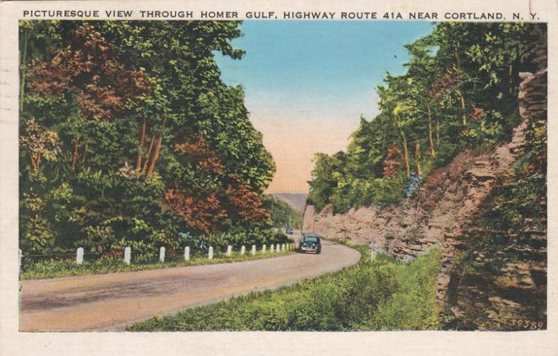 Homer Gulf View Highway 41A Homer Cortland County NY New York - pm 1938 - Linen