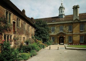 CONTINENTAL SIZE POSTCARD FLORAL COURTYARD TRINITY HALL CAMBRIDGE ENGLAND U.K.