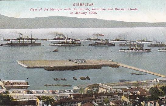 Gibraltar View Of Harbour With British American and Russian Fleets 31 January...