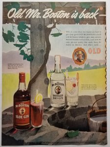 Old Mr Boston Gin 1946 LIFE Mag Color Ad Flavors Bottles on Well EXL100171