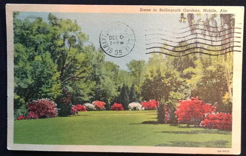 Used Linen Postcard Bellingrath Gardens Mobile Alabama LB