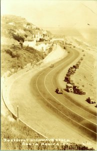 RPPC Antique Cars Roosevelt Hwy Beach Santa Monica California Photo Postcard