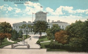 Vintage Postcard 1910's State Capitol and McKinley Monument Columbus Ohio OH