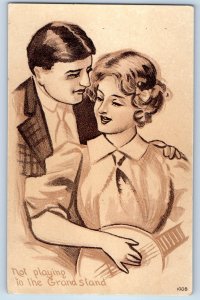 1908 Romance Couple Not Playing To The Grand Stand Earlville Iowa IA Postcard