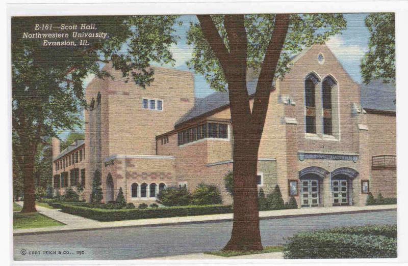 Scott Hall Northwestern University Evanston IL postcard