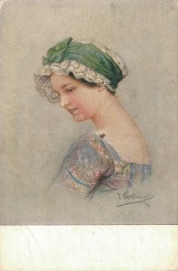 Artist Signed Lady Manon Vintage Postcard 08.01