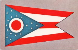 Ohio State Flag OH Pennant Shape Red White Blue USA Vintage Postcard H27