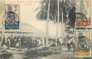 French colonies Gabon Libreville the market 1925 